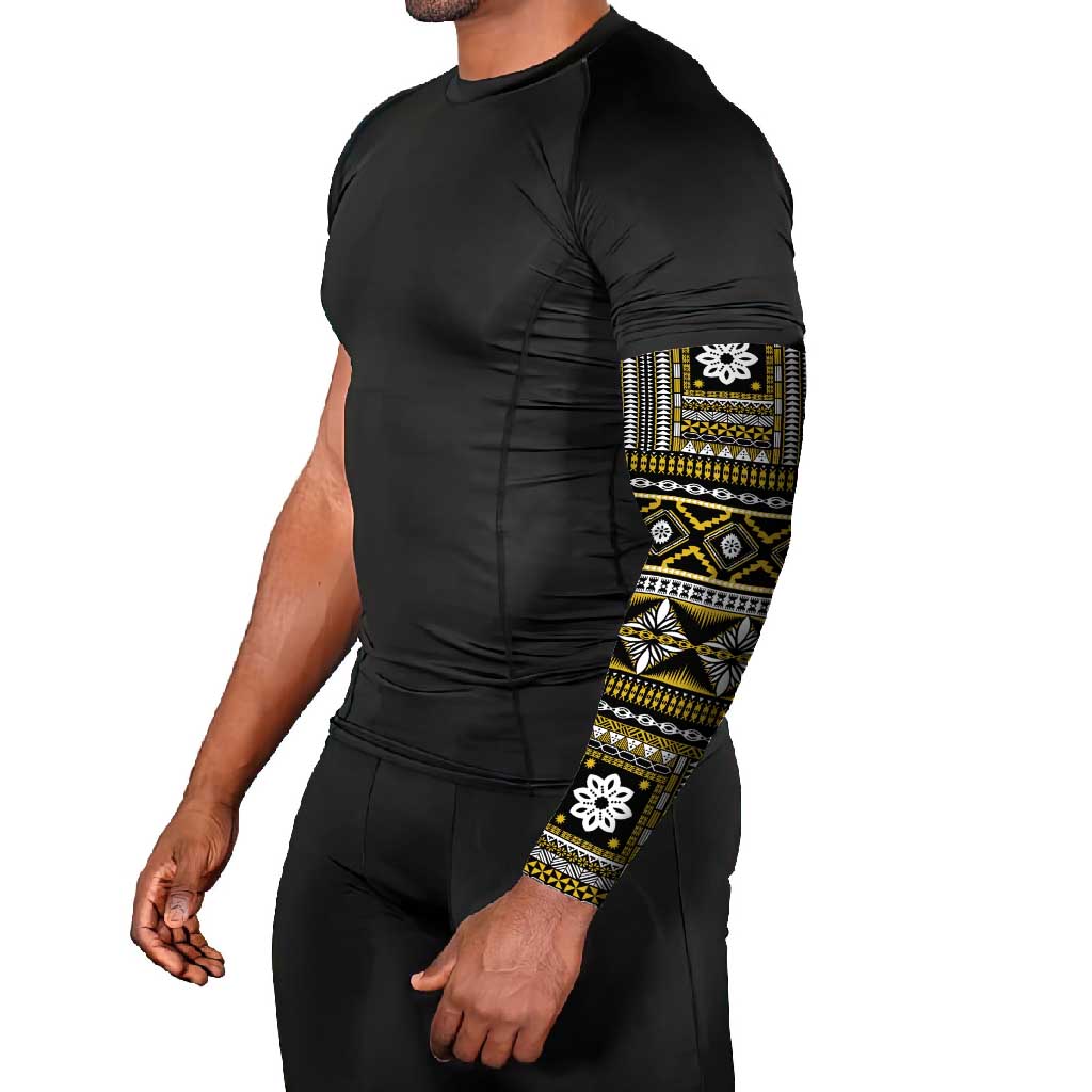 Fiji Masi Tapa Pattern Yellow Arm Sleeves LT01 - Polynesian Pride