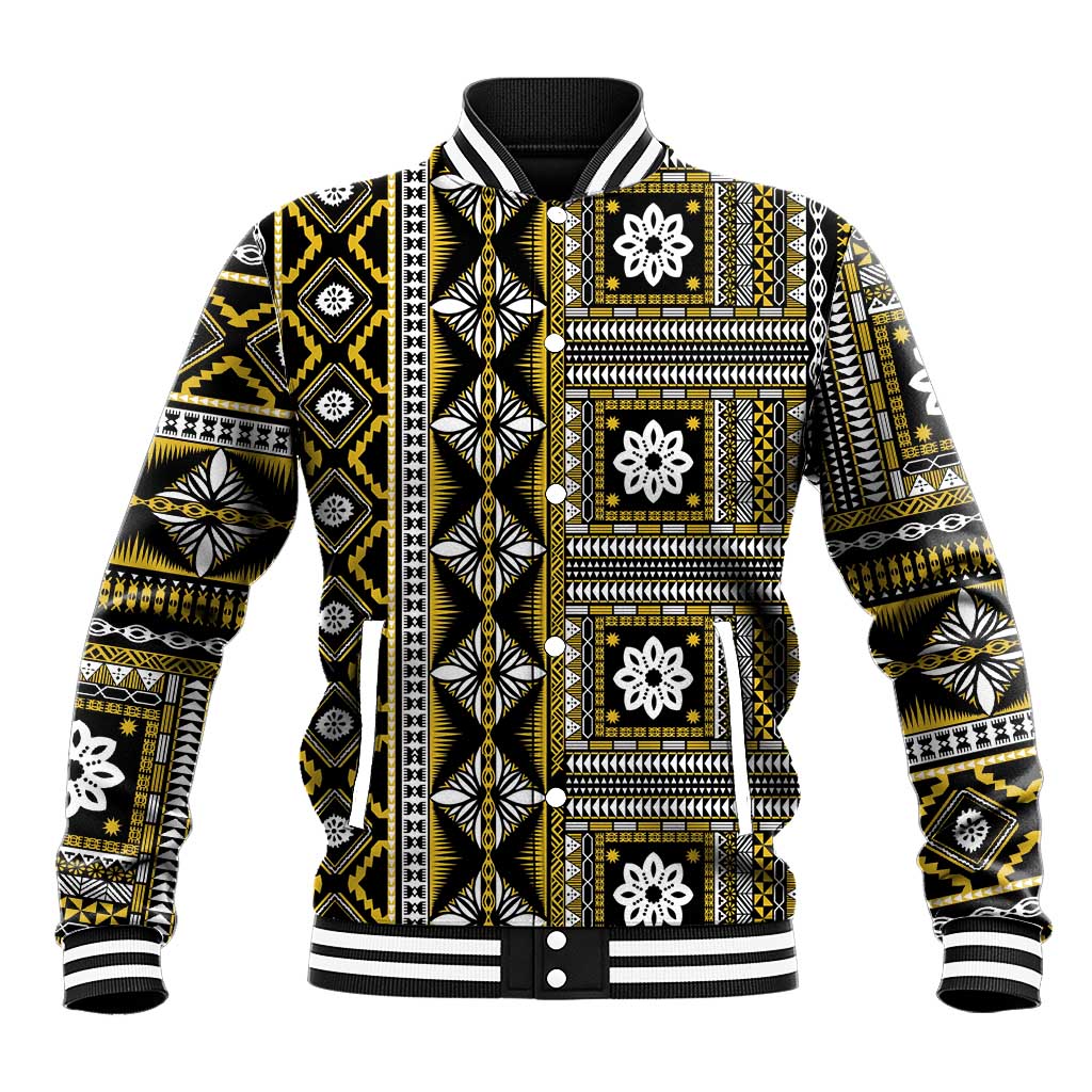 Fiji Masi Tapa Pattern Yellow Baseball Jacket LT01 Unisex Yellow - Polynesian Pride