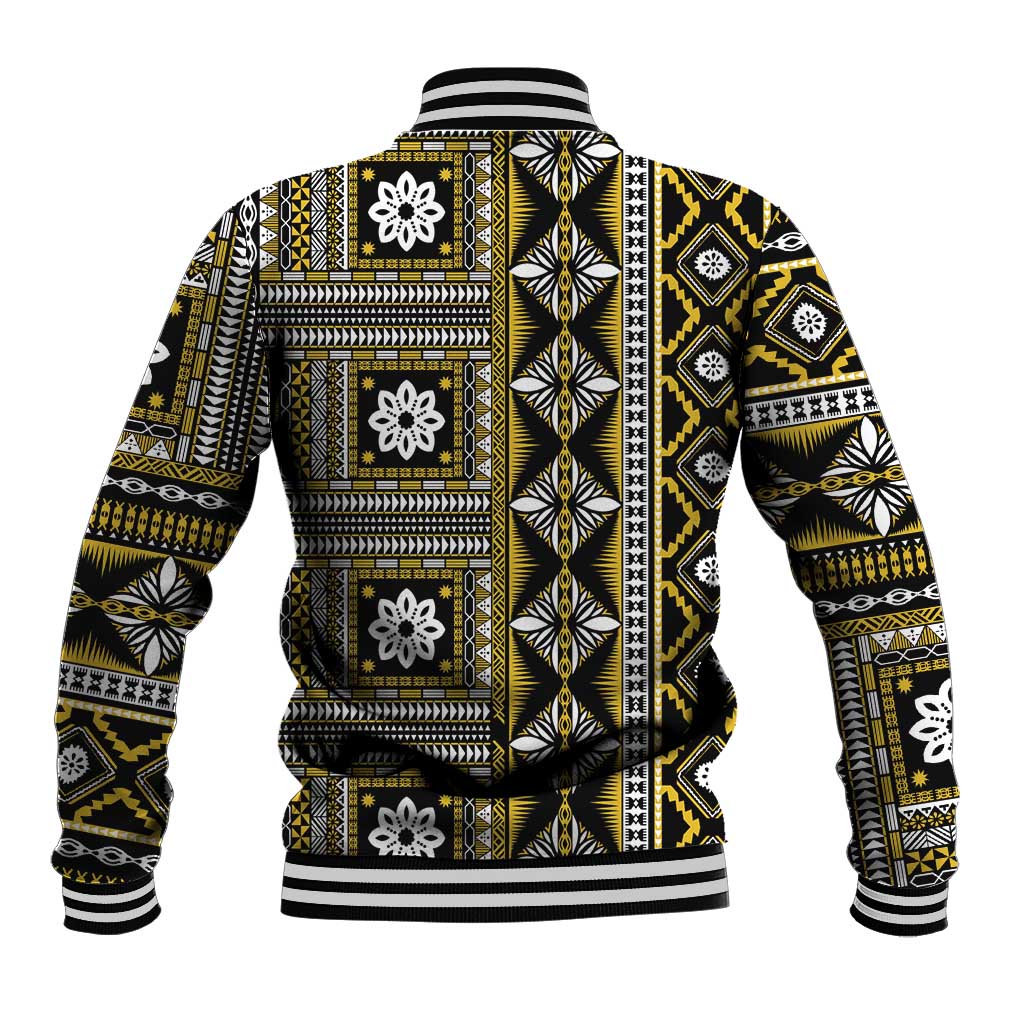 Fiji Masi Tapa Pattern Yellow Baseball Jacket LT01 - Polynesian Pride