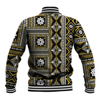 Fiji Masi Tapa Pattern Yellow Baseball Jacket LT01 - Polynesian Pride