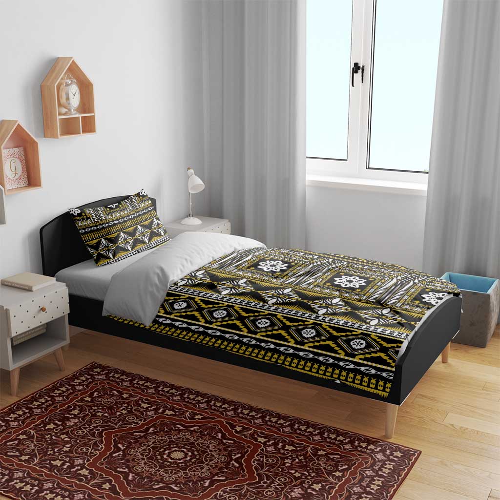 Fiji Masi Tapa Pattern Yellow Bedding Set LT01 - Polynesian Pride