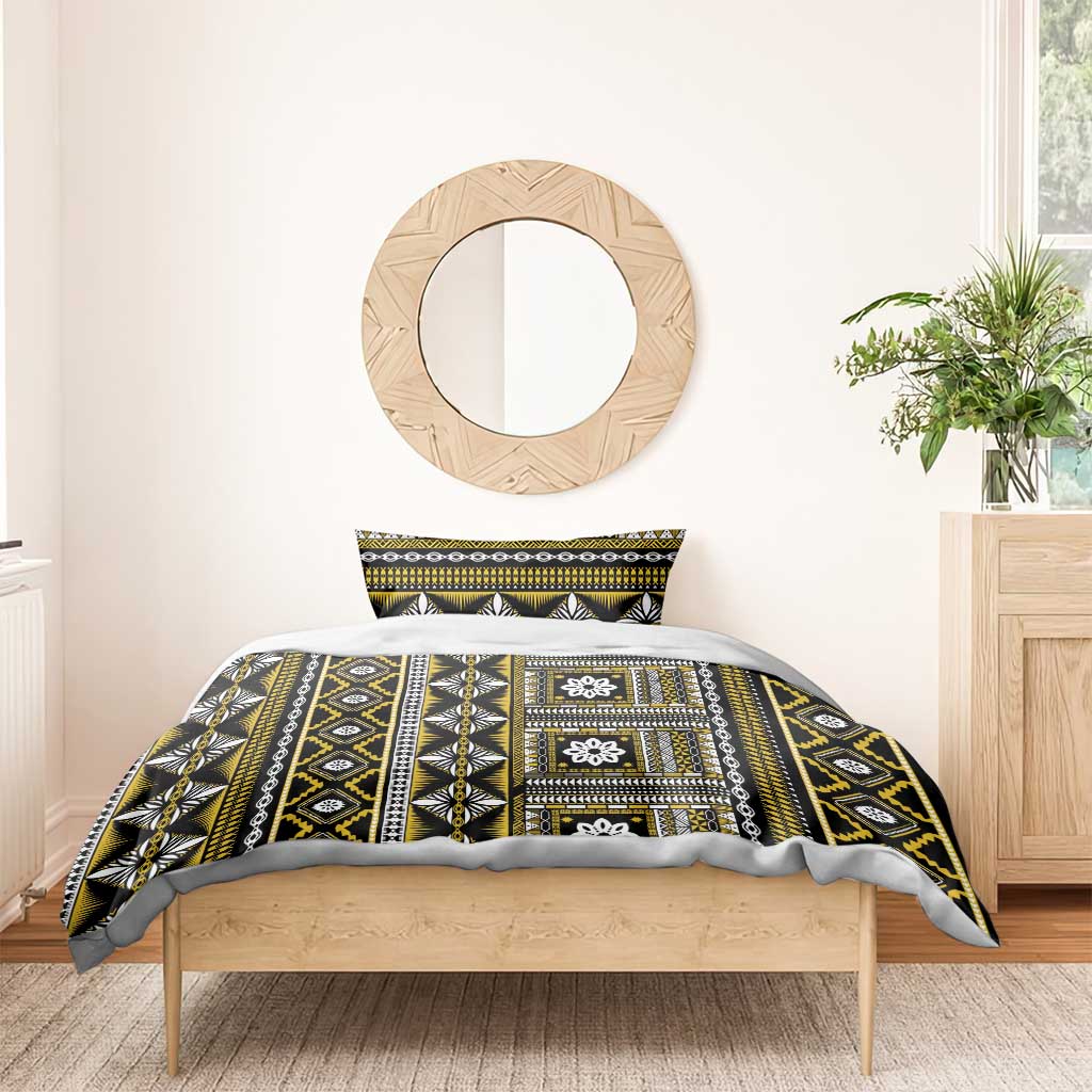 Fiji Masi Tapa Pattern Yellow Bedding Set LT01 - Polynesian Pride