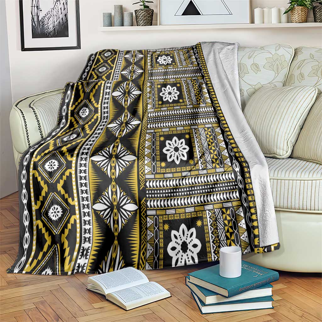 Fiji Masi Tapa Pattern Yellow Blanket LT01 Yellow - Polynesian Pride