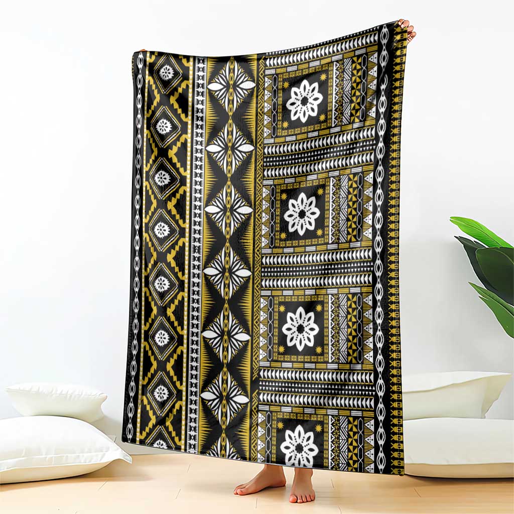 Fiji Masi Tapa Pattern Yellow Blanket LT01 - Polynesian Pride