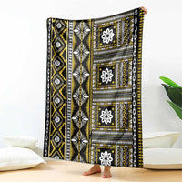 Fiji Masi Tapa Pattern Yellow Blanket LT01 - Polynesian Pride