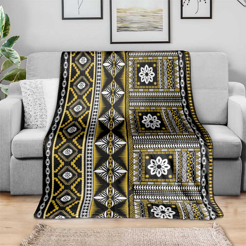 Fiji Masi Tapa Pattern Yellow Blanket LT01 - Polynesian Pride