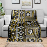 Fiji Masi Tapa Pattern Yellow Blanket LT01 - Polynesian Pride
