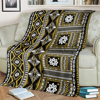 Fiji Masi Tapa Pattern Yellow Blanket LT01 - Polynesian Pride