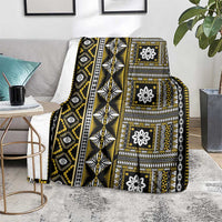 Fiji Masi Tapa Pattern Yellow Blanket LT01 - Polynesian Pride