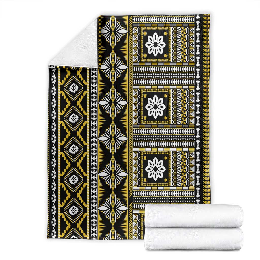 Fiji Masi Tapa Pattern Yellow Blanket LT01 - Polynesian Pride
