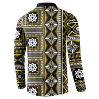 Fiji Masi Tapa Pattern Yellow Button Sweatshirt LT01 - Polynesian Pride