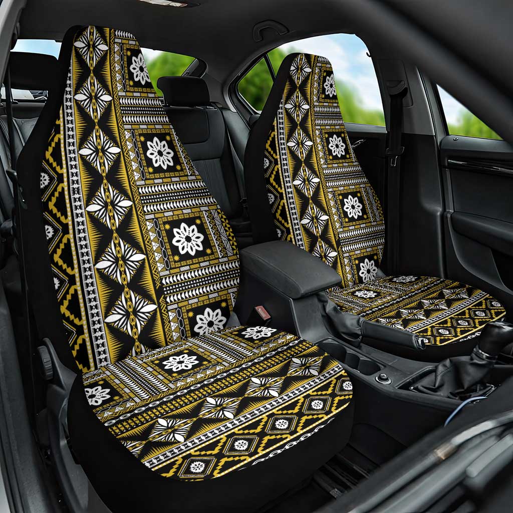 Fiji Masi Tapa Pattern Yellow Car Seat Cover LT01 One Size Yellow - Polynesian Pride
