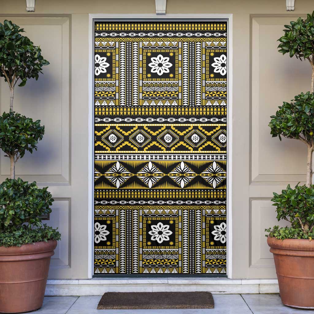 Fiji Masi Tapa Pattern Yellow Door Cover LT01 Yellow - Polynesian Pride