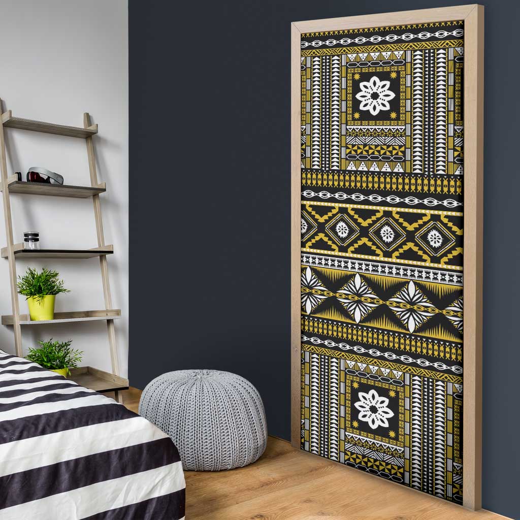 Fiji Masi Tapa Pattern Yellow Door Cover LT01 - Polynesian Pride