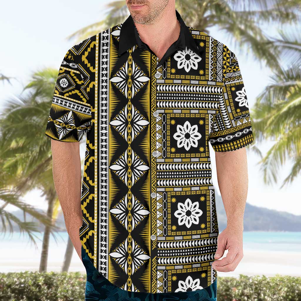 Fiji Masi Tapa Pattern Yellow Hawaiian Shirt LT01 - Polynesian Pride