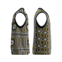 Fiji Masi Tapa Pattern Yellow Christmas Knitted V-Neck Vest LT01 - Polynesian Pride