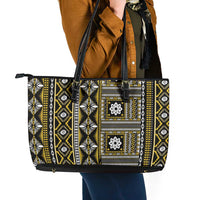 Fiji Masi Tapa Pattern Yellow Leather Tote Bag LT01 - Polynesian Pride