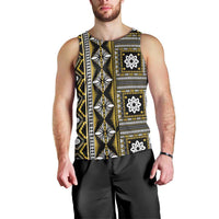 Fiji Masi Tapa Pattern Yellow Men Tank Top LT01 - Polynesian Pride