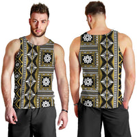 Fiji Masi Tapa Pattern Yellow Men Tank Top LT01 - Polynesian Pride