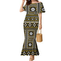 Fiji Masi Tapa Pattern Yellow Mermaid Dress LT01 Women Yellow - Polynesian Pride