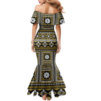 Fiji Masi Tapa Pattern Yellow Mermaid Dress LT01 - Polynesian Pride