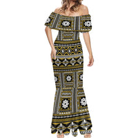 Fiji Masi Tapa Pattern Yellow Mermaid Dress LT01 - Polynesian Pride