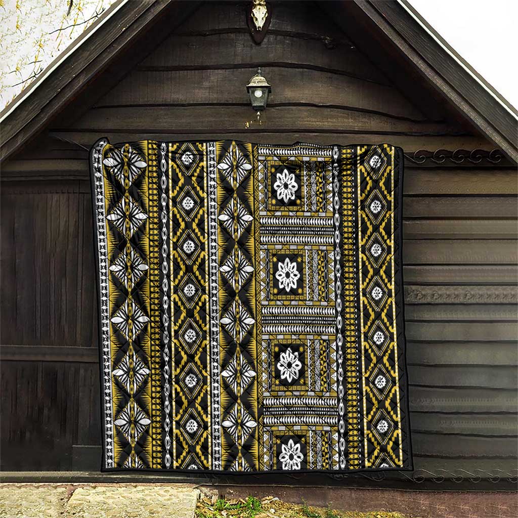 Fiji Masi Tapa Pattern Yellow Quilt LT01 - Polynesian Pride