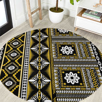 Fiji Masi Tapa Pattern Yellow Round Carpet LT01 Yellow - Polynesian Pride