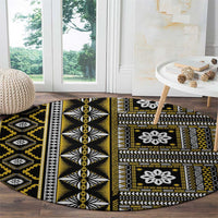 Fiji Masi Tapa Pattern Yellow Round Carpet LT01 - Polynesian Pride