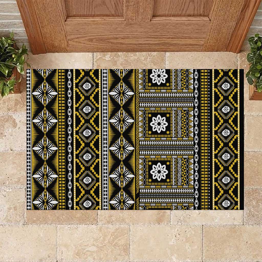 Fiji Masi Tapa Pattern Yellow Rubber Doormat LT01 Yellow - Polynesian Pride