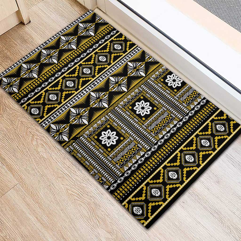 Fiji Masi Tapa Pattern Yellow Rubber Doormat LT01 - Polynesian Pride