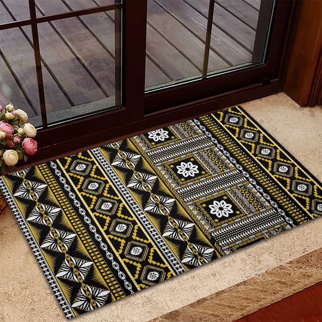 Fiji Masi Tapa Pattern Yellow Rubber Doormat LT01 - Polynesian Pride