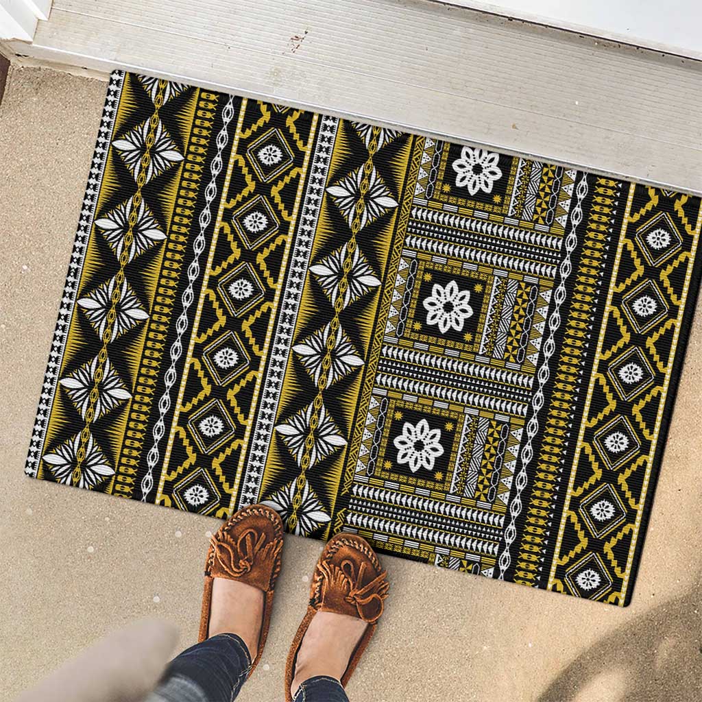 Fiji Masi Tapa Pattern Yellow Rubber Doormat LT01 - Polynesian Pride