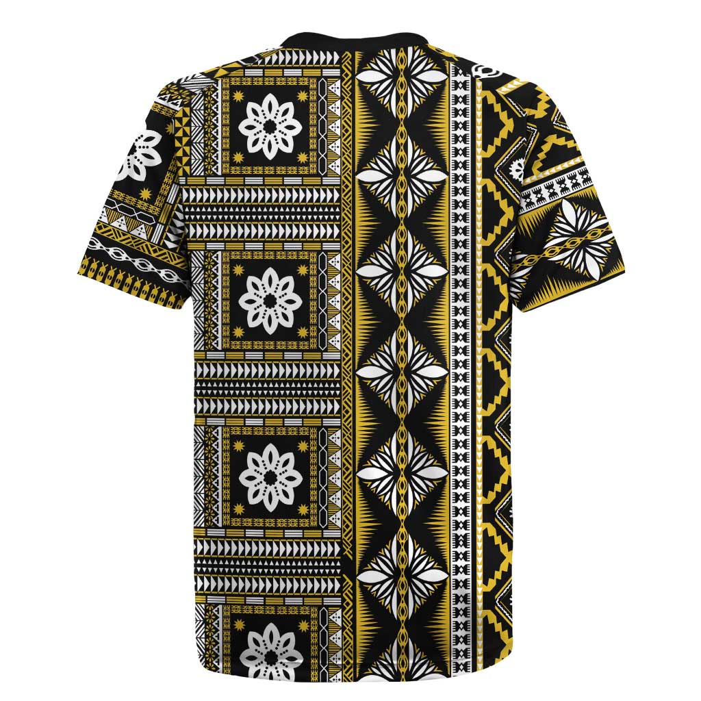 Fiji Masi Tapa Pattern Yellow Rugby Jersey LT01 - Polynesian Pride