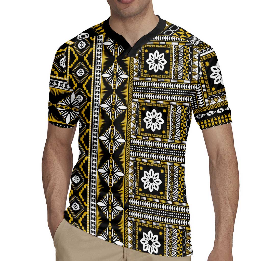 Fiji Masi Tapa Pattern Yellow Rugby Jersey LT01 - Polynesian Pride