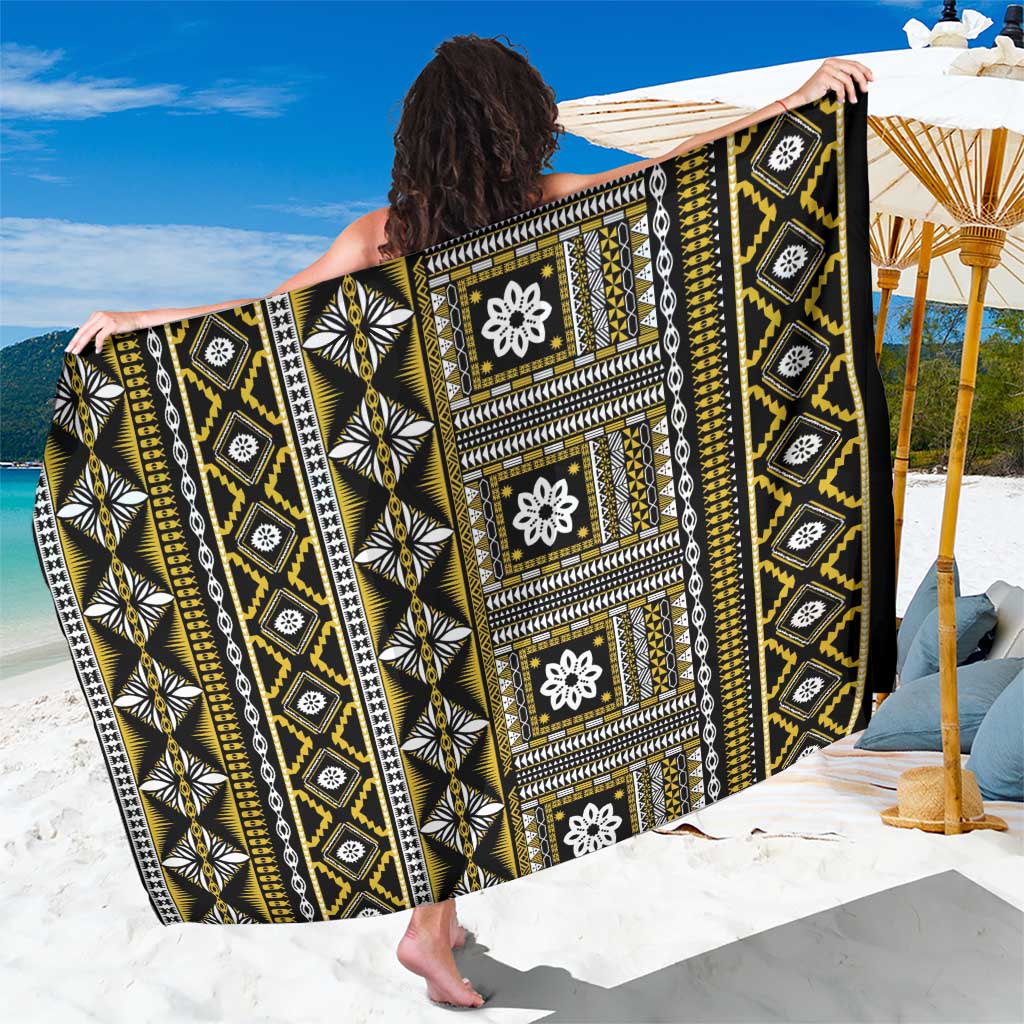 Fiji Masi Tapa Pattern Yellow Sarong LT01 One Size 44 x 66 inches Yellow - Polynesian Pride