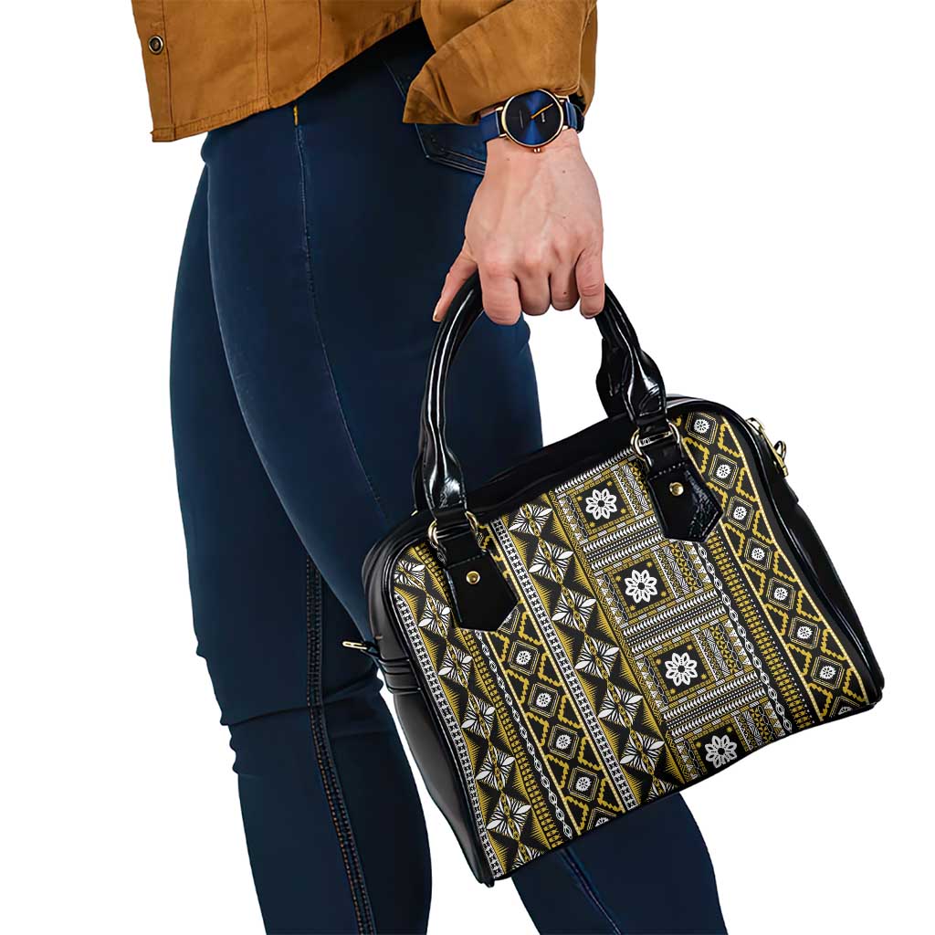 Fiji Masi Tapa Pattern Yellow Shoulder Handbag LT01 - Polynesian Pride