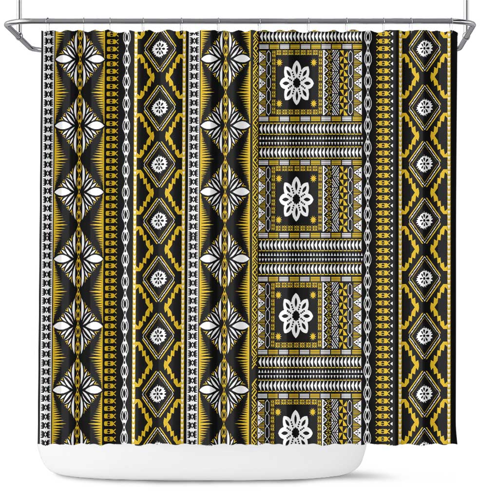Fiji Masi Tapa Pattern Yellow Shower Curtain LT01 Yellow - Polynesian Pride