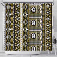 Fiji Masi Tapa Pattern Yellow Shower Curtain LT01 - Polynesian Pride