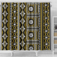 Fiji Masi Tapa Pattern Yellow Shower Curtain LT01 - Polynesian Pride
