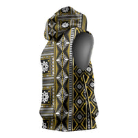 Fiji Masi Tapa Pattern Yellow Sleeveless Hoodie LT01 - Polynesian Pride