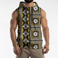 Fiji Masi Tapa Pattern Yellow Sleeveless Zip Hoodie LT01 - Polynesian Pride