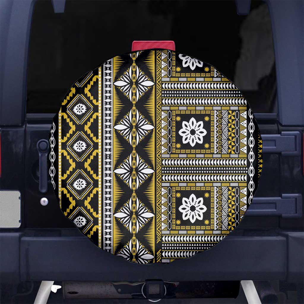 Fiji Masi Tapa Pattern Yellow Spare Tire Cover LT01 No hole Yellow - Polynesian Pride