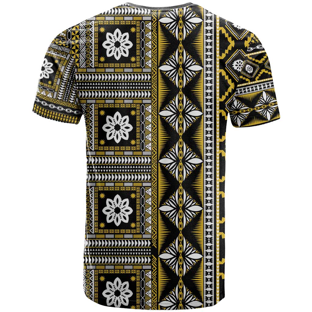 Fiji Masi Tapa Pattern Yellow T Shirt LT01 - Polynesian Pride