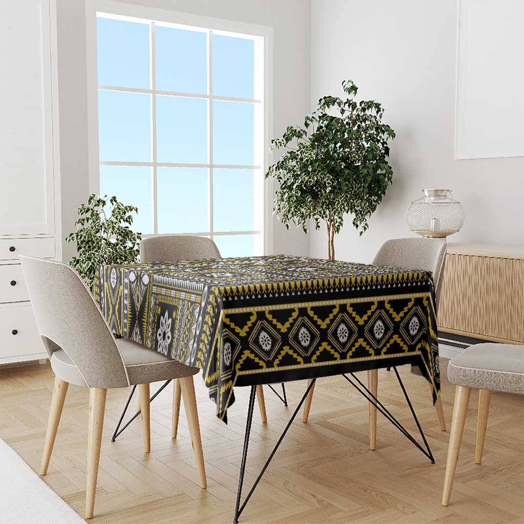 Fiji Masi Tapa Pattern Yellow Tablecloth LT01 - Polynesian Pride