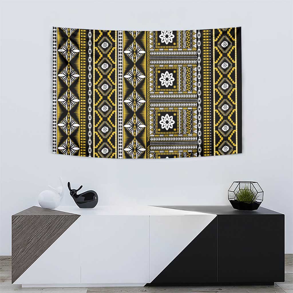 Fiji Masi Tapa Pattern Yellow Tapestry LT01 - Polynesian Pride
