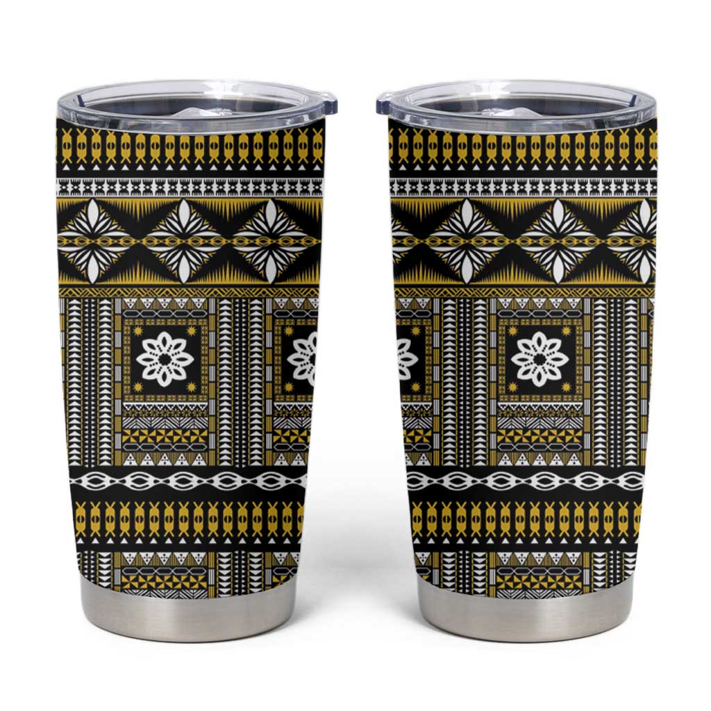 Fiji Masi Tapa Pattern Yellow Tumbler Cup LT01 Yellow - Polynesian Pride