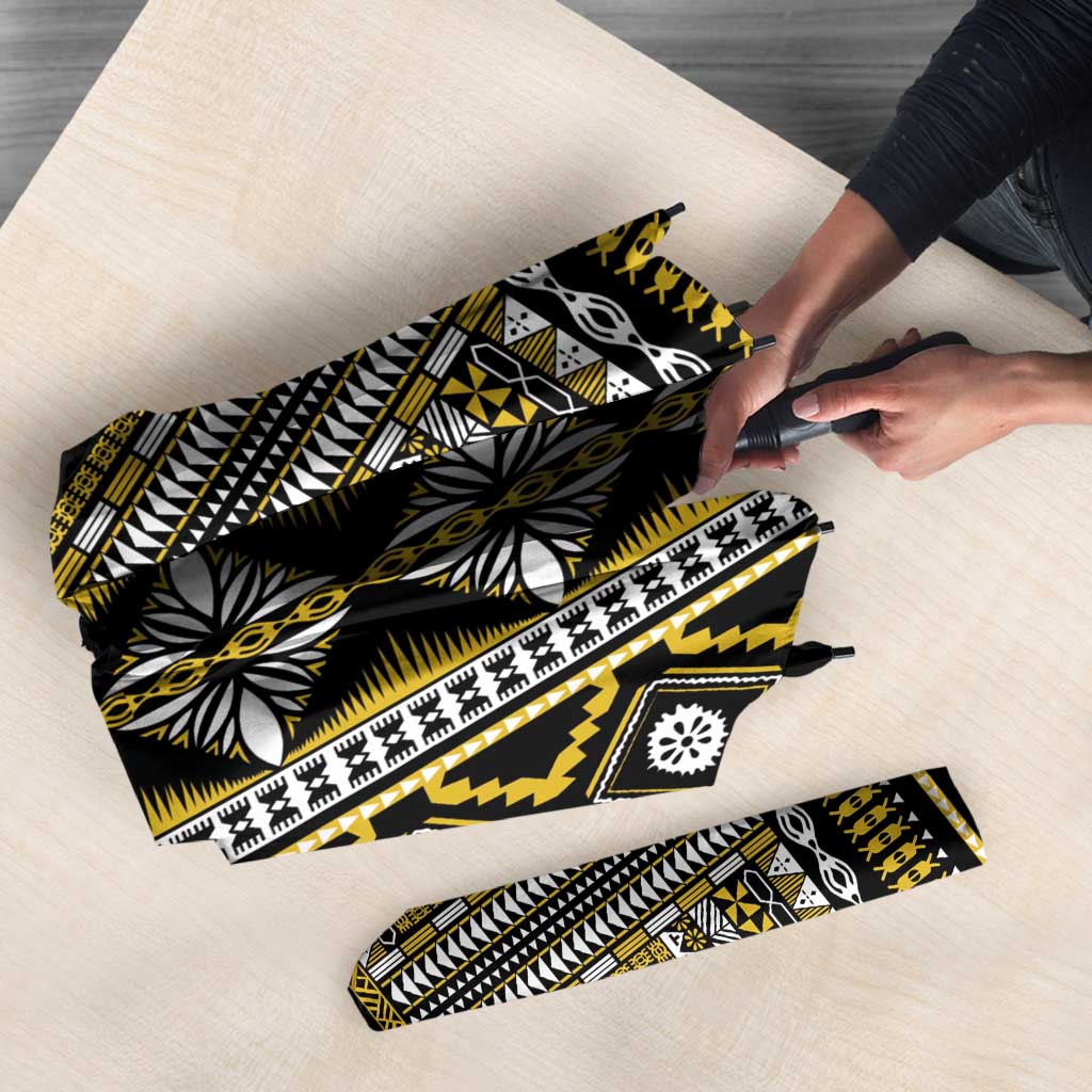 Fiji Masi Tapa Pattern Yellow Umbrella LT01 - Polynesian Pride