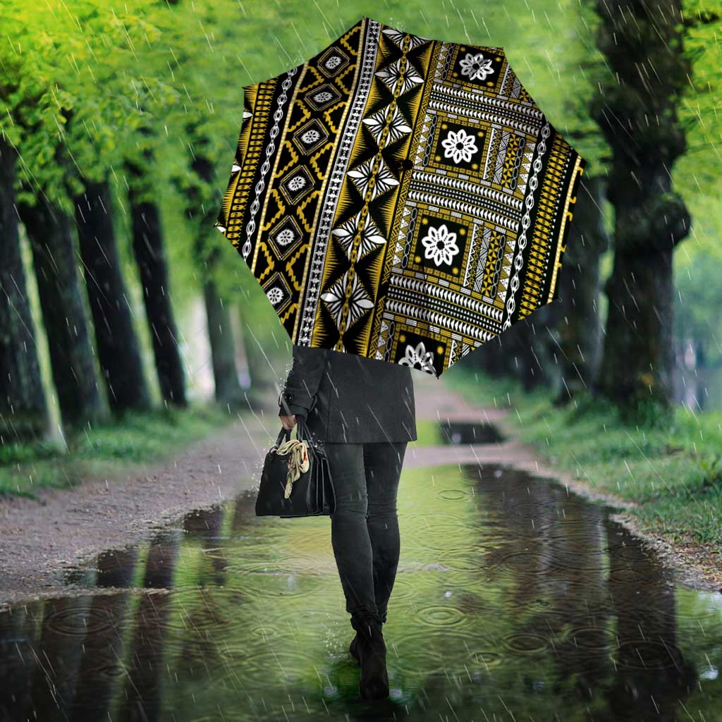 Fiji Masi Tapa Pattern Yellow Umbrella LT01 - Polynesian Pride