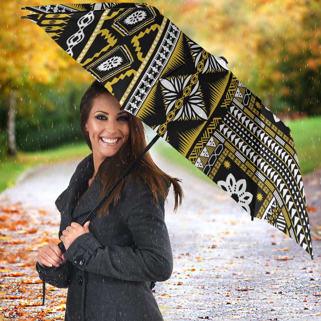 Fiji Masi Tapa Pattern Yellow Umbrella LT01 - Polynesian Pride